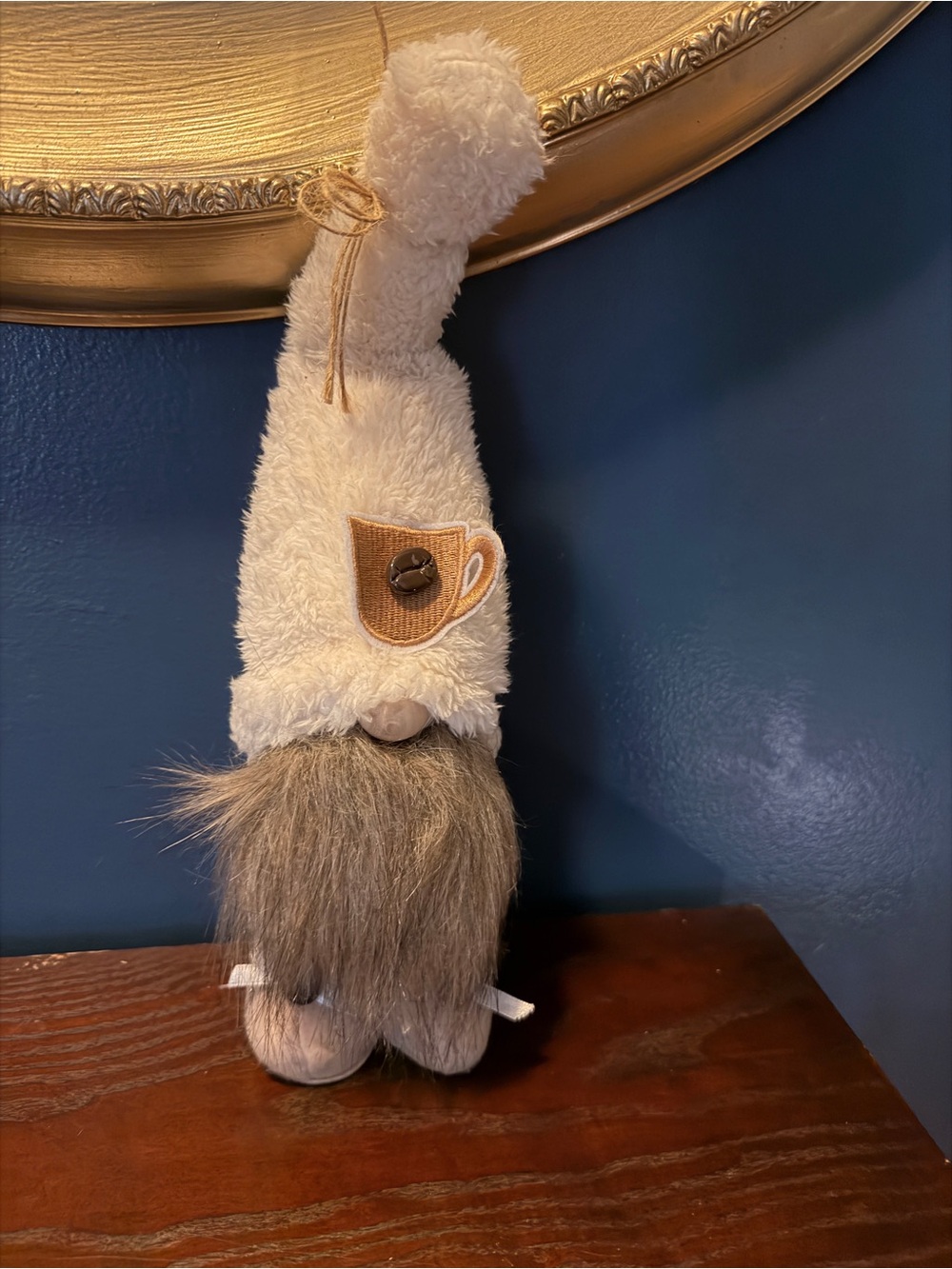 Neutral Coffee Cup Gnome Plush Decor - Cozy Beige & Brown